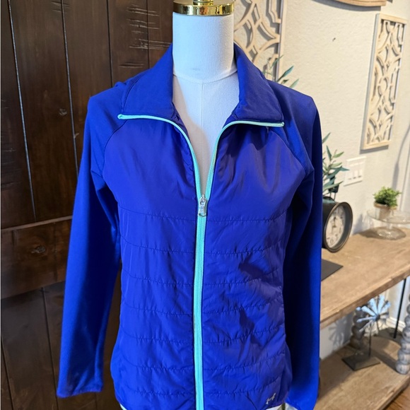 Under Armour Jackets & Blazers - Under Armour Royal Blue Zip-Up Bomber Jacket with Aqua Trim